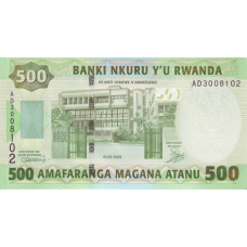 P34 Rwanda 500 Francs Year 2008
